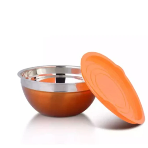 BOWL INOX PINTADO 18 CM C/TAPA HERMETICA