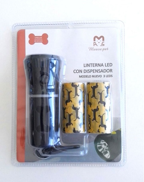 DISPENSER C/BOLSAS RECOLECTOR HECES CON LUZ - PER-ROS