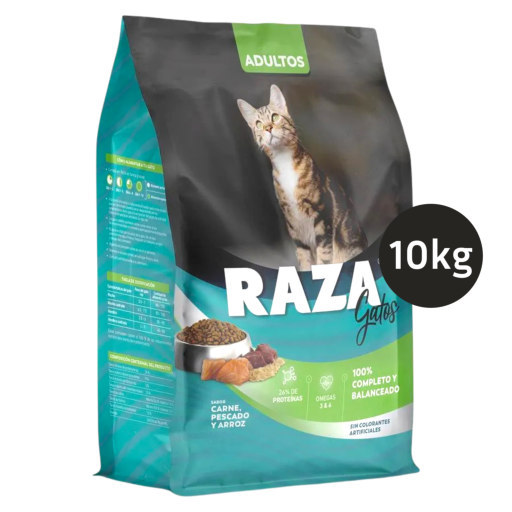 Raza Gatos Adultos Carne Pescado y Arroz