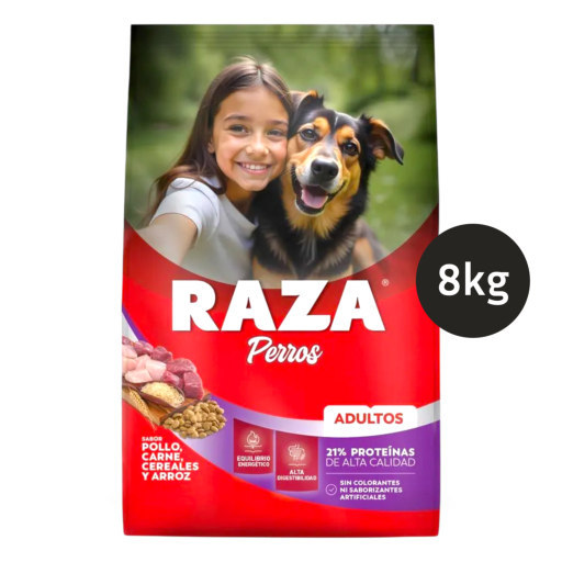 Raza Perros Adultos Pollo Carne Cereales y Arroz