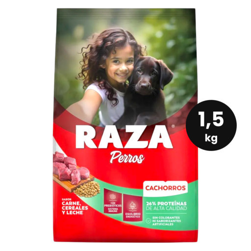 Raza Perros Cachorros Carne Cereales y Leche - Pack 10 x 1.5 kg