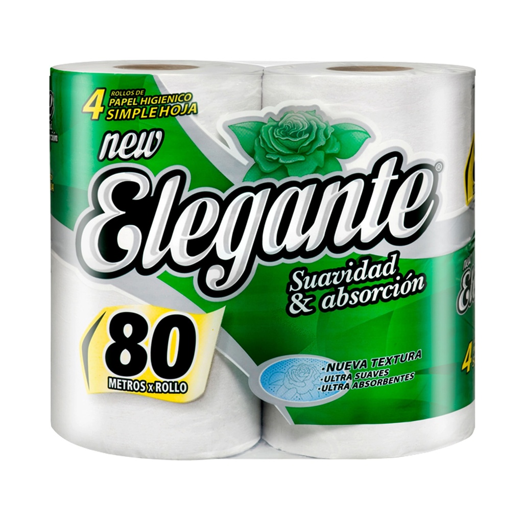 PAPEL HIGIENICO ELEGANTE 4 X 80MTS