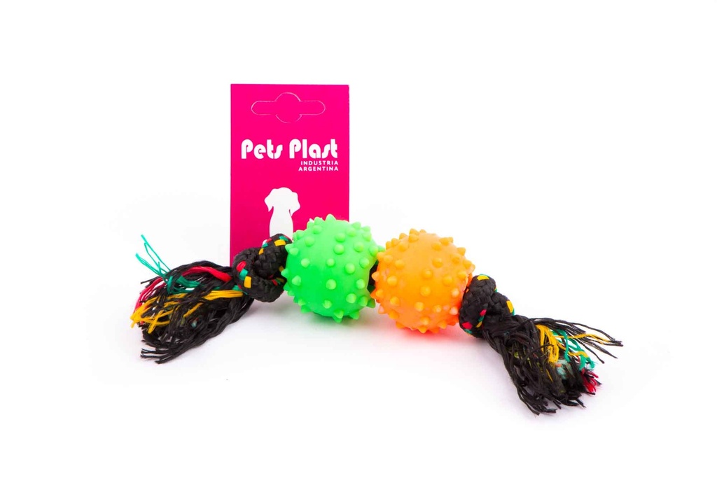 Pelota Con Puas De Goma X2 Y Soga 8Mm 38Cm