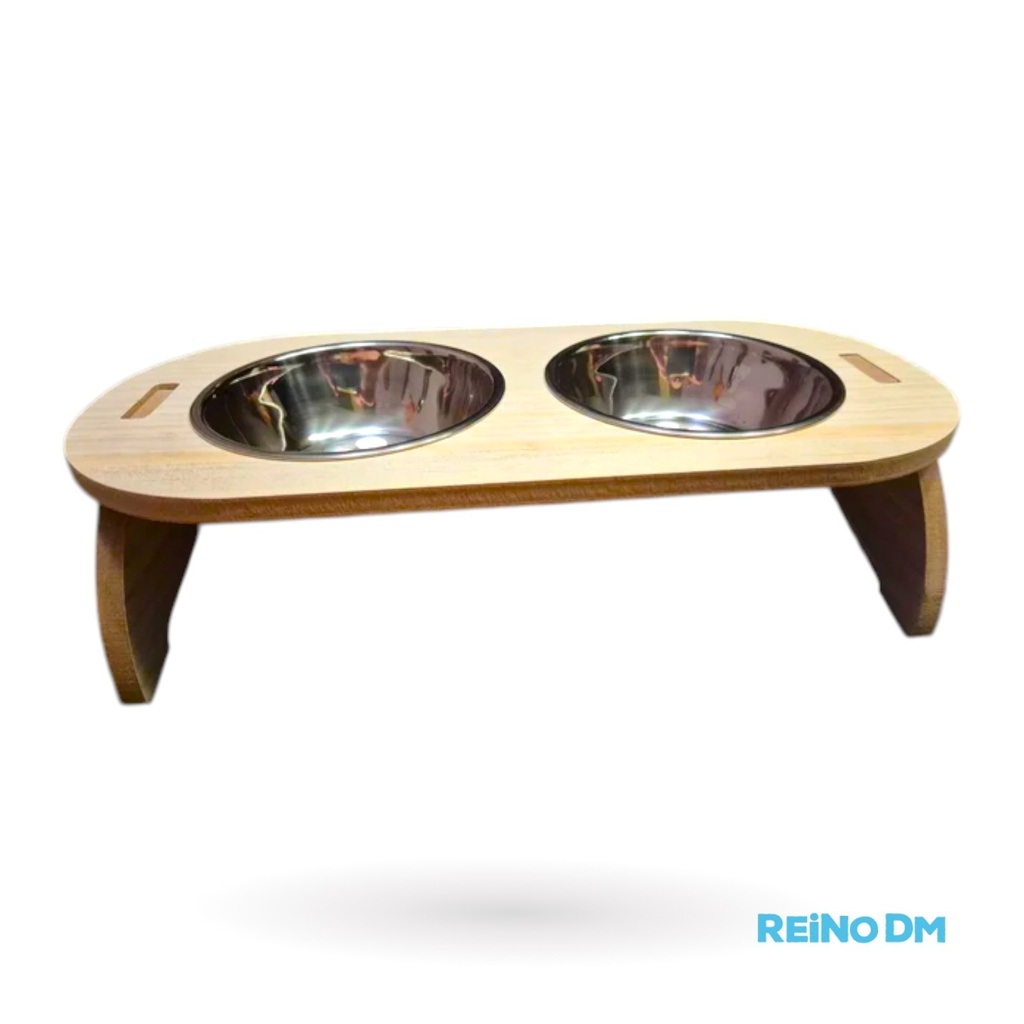 [151268] Comedero Madera y Acero Doble Deco Per-Ros