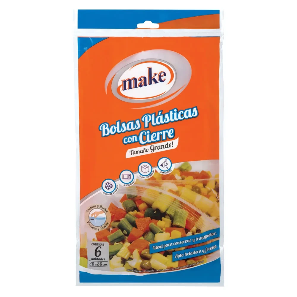 BOLSAS CON CIERRE HERMETICO MAKE 25x35cm x 6u