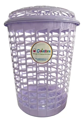 CESTO PARA ROPA REDONDO CALADO COLORES