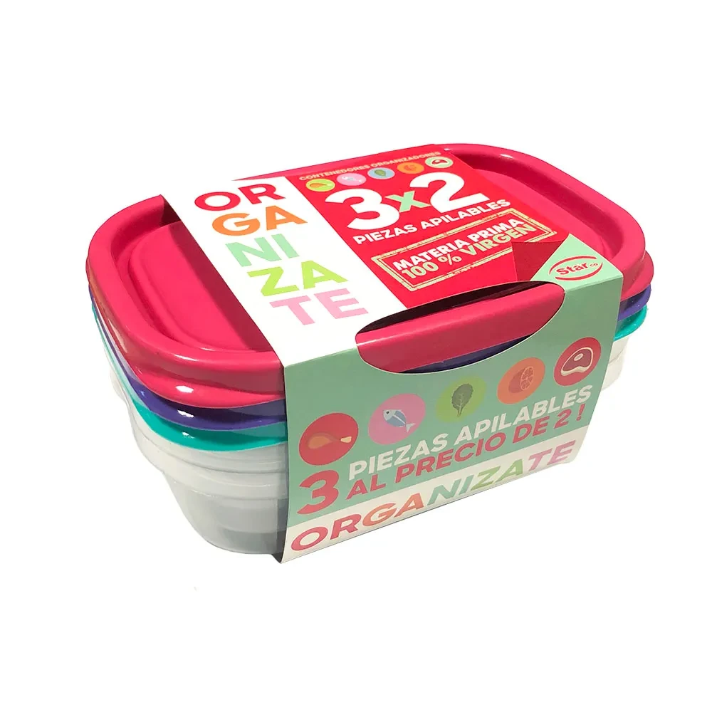 CONTENEDOR ORGANIZADOR SET P 0.8L X3