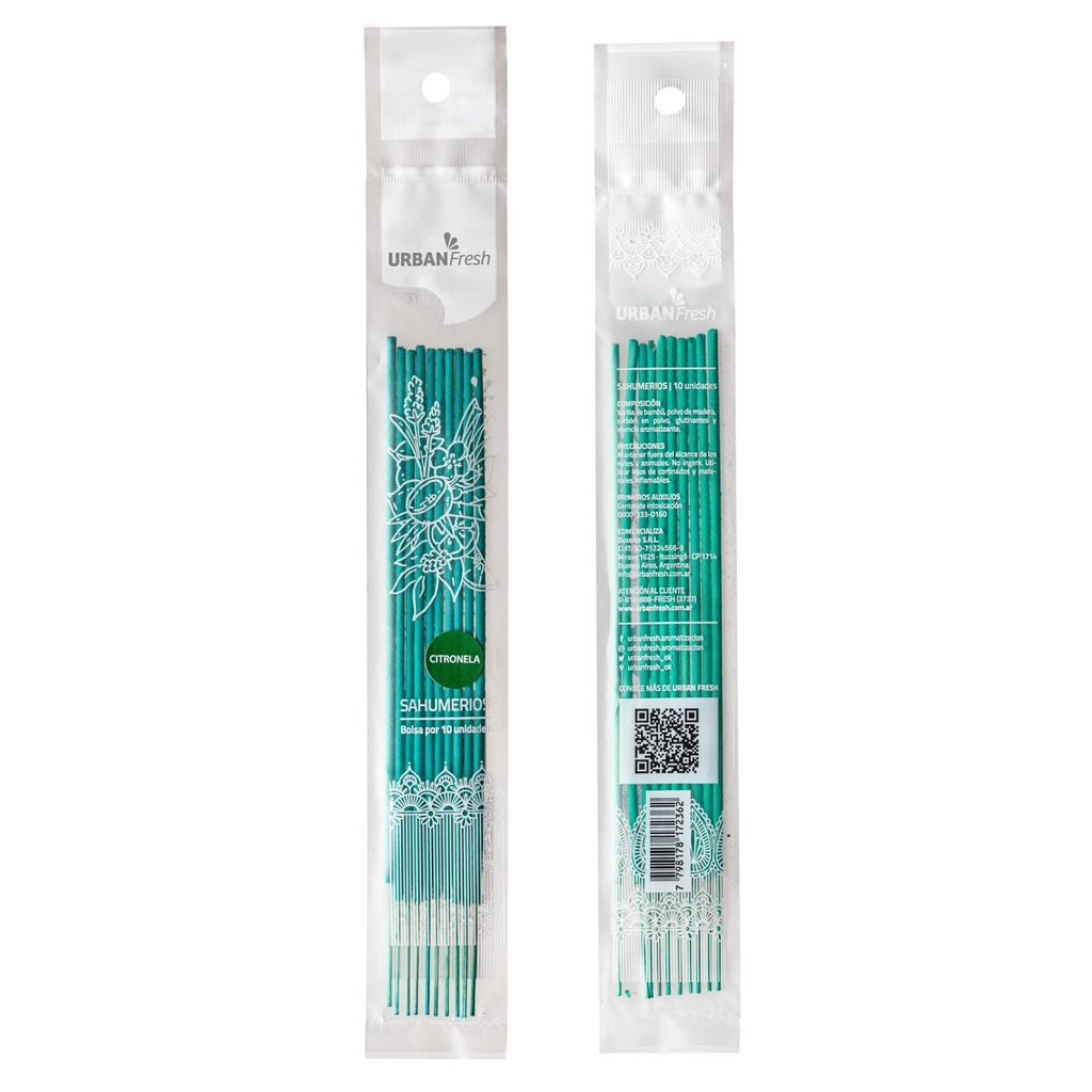 SAHUMERIOS FINOS URBAN FRESH CITRONELLA X 10U
