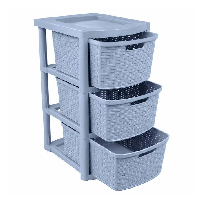 CAJONERA RATAN 15LTS X 3U GRIS OSCURO